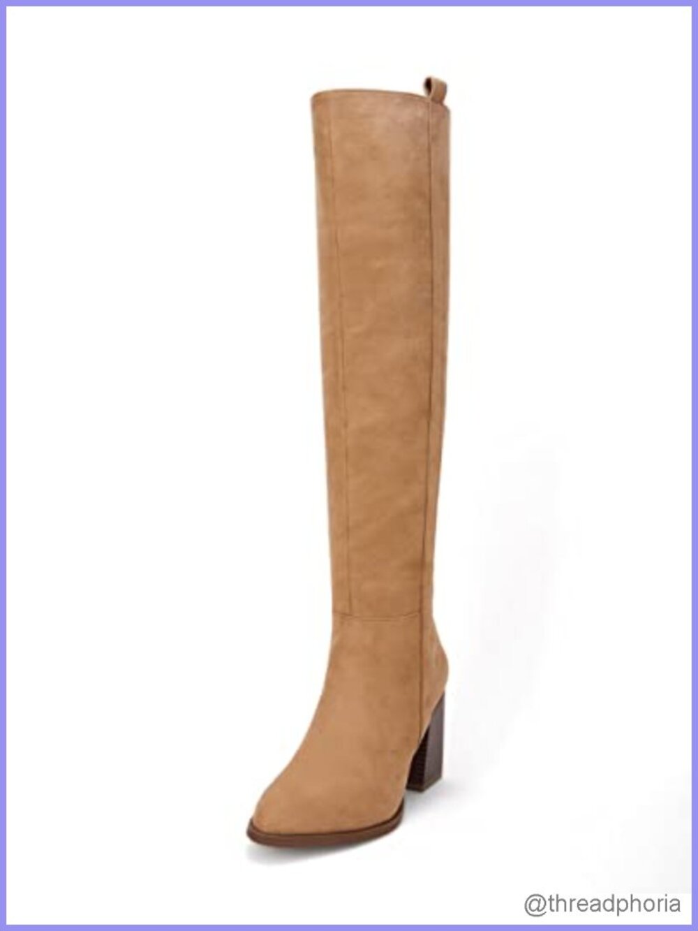 Womens Faux Suede Knee High Side Zipper Chunky Heel Stretch Winter Boots
